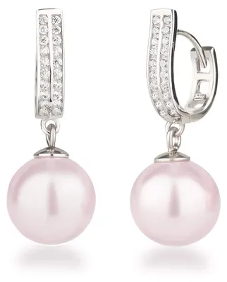 Produktbild von Schöner-SD Perlen Ohrringe Creolen mit großen Perlen 925 Silber Rhodium rosa