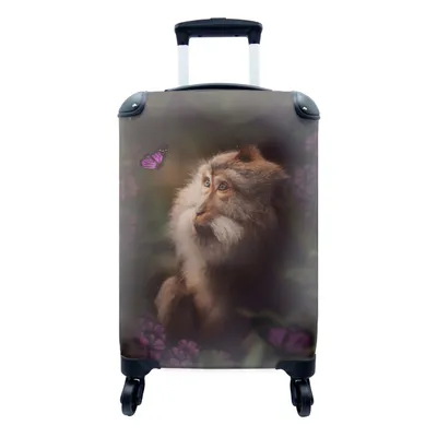 Produktbild von MuchoWow® Koffer Handgepäck Trolley Rollkoffer Kleine Reisekoffer mit 4 Rollen - Affe - Schmetterling - Dschungel - Cabin Size < 55x40x23 cm & 55x40x20 cm - Fotokoffer - Kabinenkoffer - Boardgepäck - Reise-Box - Reisekoffer - Reisegepäck - Koffer mit Bild - Trolley für Kinder