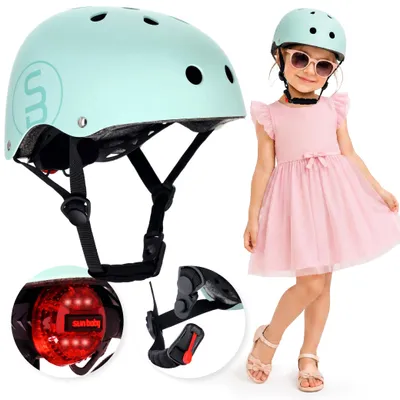 Produktbild von Kinderhelm Fahrrad Helm Fahrradhelm PERFECT FIT S 50–54 cm LEICHT mit LED-Licht magnetischen Clips grün