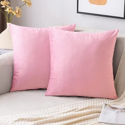 Imagen del producto de Funda de cojín de terciopelo, cojines decorativos, 45 x 45 cm, 2 unidades, color rosa (A-sakura)
