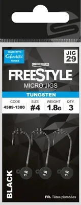 Produktbild von Spro Freestyle Tungsten Micro Jig - 3 Jigköpfe, Größe / Gewicht / Farbe:Gr. 2 / 1.8g / Black