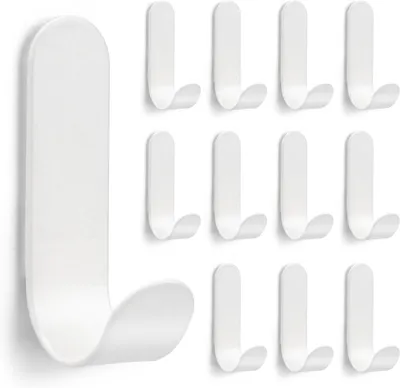 Produktbild von Selbstklebende Haken 12 Stück, Edelstahl, 60 mm x 18 mm, ohne Bohren, für Badezimmer und Küche