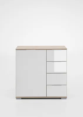Produktbild von Kombikommode "Easy Plus Kommoden" in Eiche-Sägerau mit 4 Schubladen und einer Tür. Abmessungen (BxHxT) 81x83x41 cm