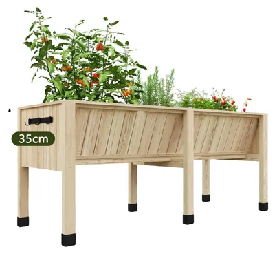 Zdjęcie produktu dla Drewniana skrzynka na rośliny, podwyższona konstrukcja, idealna do uprawy roślin, 183 x 66 x 78,8 cm