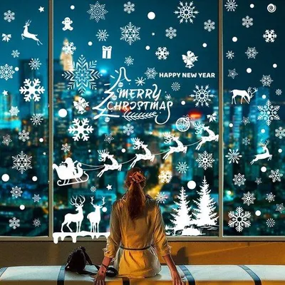 Produktbild von Kerst raamstickers 9 vellen sneeuwvlokken decoratie