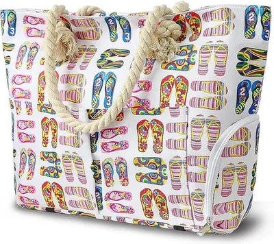 Produktbild von Famanu Strandtas XXL, 30 Liter, mit Reißverschluss und Schuhfach - Wasserdichte Strandtasche