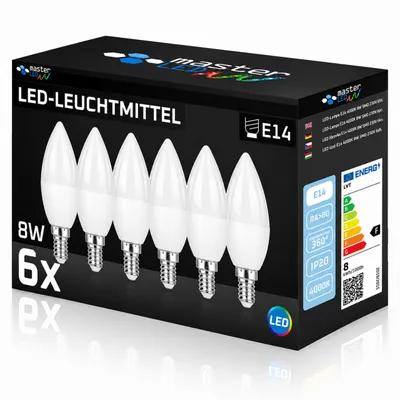 Produktbild von MasterLED LED-Kerzenlampen E14 C37 8W 680lm 4000 K Neutralweiß 230V 6er-Set