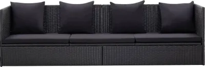 Produktbild von vidaXL Garten-Sofabett mit Kissen Poly Rattan Schwarz