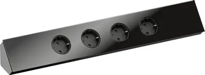 Produktbild von Steckdosenelement Power Eck-G Slim 4-fach Schwarz - Eck-Steckdose mit Glasfront, 4 Schuko-Steckdosen, Kinderschutz, 460mm Höhe, Wipo