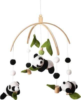 Produktbild von TROYSINC Bettglocke, Panda Mobile Baby Windspiele, Neugeborenen Bettglocke mit Filzbällen, Panda Bettglocke, Krippe Mobile,für Jungen und Mädchen(B)
