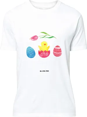Produktbild von Mr. & Mrs. Panda Größe M T-Shirt Küken Schlüpfen - Weiß - Geschenk, Frohe Ostern, Shirt, Grüße, Herren, Osterei, Ei, Ostergrüße, Tshirt, mit Spruch