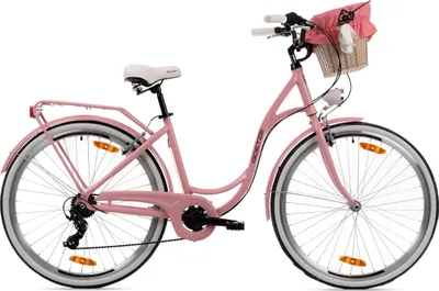 Produktbild von Goetze Mood 28 Zoll City Bike, 18 Zoll Aluminum Rahmen, 7-Gang Shimano Tourney, V-Bremse, LED-Beleuchtung, Komfortsattel, Rattankorb mit Bezug
