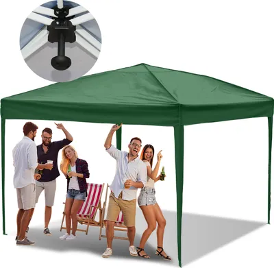Produktbild von Clanmacy Pavillon 3 x 3m Pop Up Faltpavillon Faltbar Gartenzelt, UV-Schutz 50+ Pavillons Partyzelte Festzelt für Camping / Garten / Hochzeit / Strand, ohn Seiten Grün