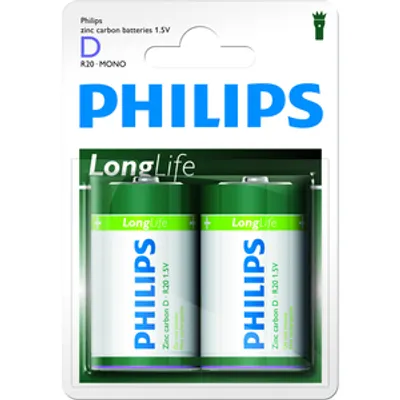 Produktbild von 1x2 Philips LongLife D Batterie