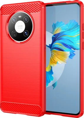 Produktbild von Hülle für Huawei Mate 40 Carbon-Faser Weich TPU Silikon Stoßfest Handyhülle Rot