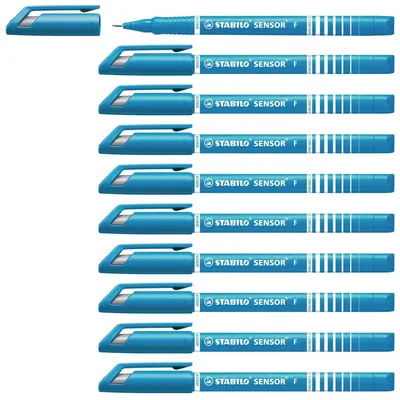 Produktbild von STABILO Fineliner mit gefederter Spitze -  SENSOR F - fein - 10er Pack - türkis