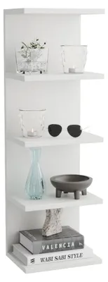 Image de Étagère murale, bibliothèque, armoire murale, étagères de rangement, étagères suspendues, bibliothèque, étagères de rangement pour chambre, salon, salle de bains, cuisine, bureau, 5 tablettes, blanc