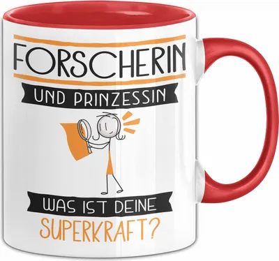 Produktbild von Forscherin Und Prinzessin Tasse Geschenk Für Eine Forscherin Geburtstag Was Ist Deine Superkraft (Rot)