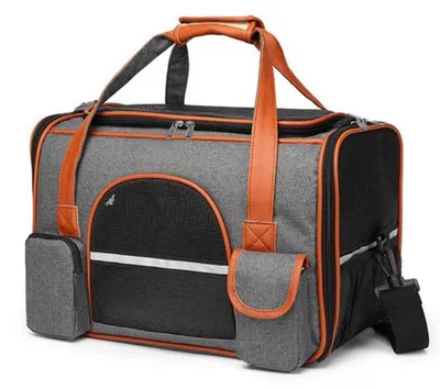 Immagine prodotto di Borsa trasportino per gatti e cani fino a 8 kg, trasportino pieghevole per piccoli animali domestici, adatto per aereo, auto e treno, con tracolla, dimensioni 45x25x28 cm