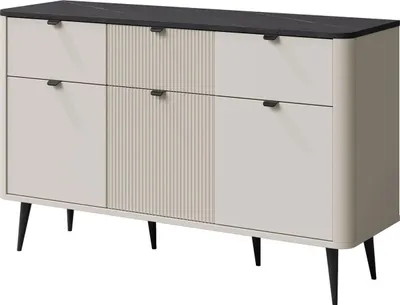 Produktbild von Sideboard Marly Kommode 130x40x82cm Farbe wählbar 3-türig,Kaschmir / Graustein