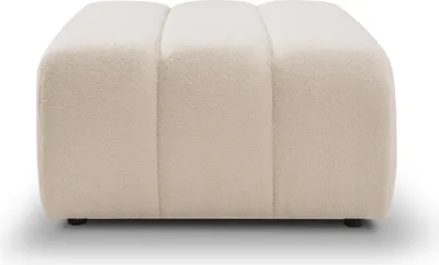 Produktbild von DomoHome puf BALOO Pohodlný puf s dreveným rámom, PUR pena, čierne plastové nožičky, moderný dizajn, pohodlný a štýlový puf do obývačky 82x75x41 cm, krémová