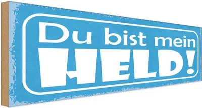 Produktbild von vianmo Holzschild 10x27 cm du bist mein Held Spruch Zitat