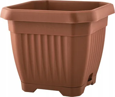 Produktbild von Kunststoff Blumentopf 25x25 cm mit Untersetzer, Terrakotta, für Innen & Außen
