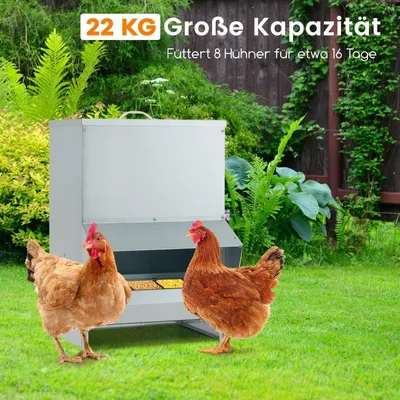 Obrázek produktu pro Automatický krmítko pro drůbež, kapacita 22 kg, pozinkovaný kov