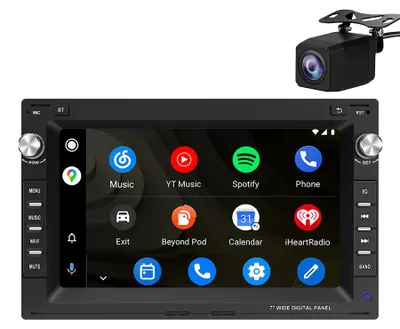 Immagine prodotto di Con telecamera posteriore, radio Android da 7 pollici e 128 GB per VW Golf 4, Polo 9N, 9N3 e Passat B5, con CarPlay, Android Auto, navigatore, Bluetooth e DAB+