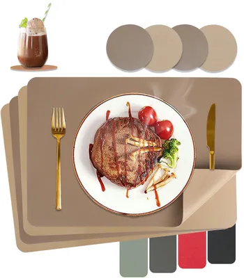 Platzdeckchen-Set, 4 Stück, Kunststoff, 30x43 cm, braun+tan