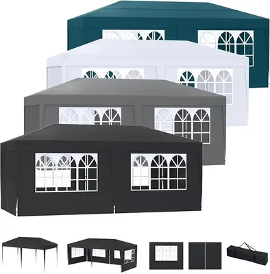 Produktbild von Pavillon Faltpavillon 3x6m Schnellaufbau Gartenpavillon Partyzelt Faltzelt mit 6 Seitenteilen, UV Schutz Höhenverstellbar für Garten, Strand, Party, Hochzeit, Festival und Camping, Grün