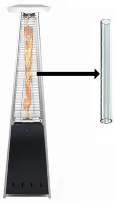 Immagine prodotto di Sostituzione del tubo in vetro, lunghezza 125,5 cm - Riscaldatore per terrazza a 4 lati - Anello in gomma - Adatto per riscaldatori a piramide - Riscaldamento per esterni