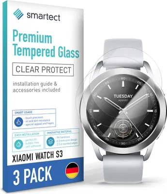 Produktbild von 3x Schutzglas Panzerfolie Klar für Xiaomi Watch S3 Displayschutz Hartglas Glas