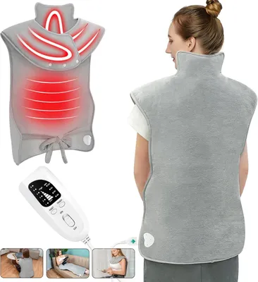 Produktbild von Elektrisches Heizkissen für Rücken & Schultern (60x100 cm) – Heizmatte mit 6 Heizstufen, 4 Timer & Abschaltautomatik, Flanell, Waschbar