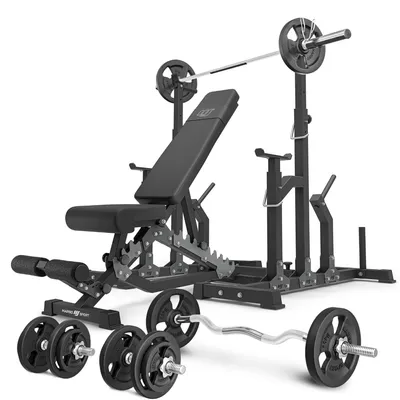 Produktbild von Marbo Sport - Set MS2_2.0_83KG | Doppelseitige Bank + verstellbare Ständer + Stangen- und Hantelscheiben Set 83 kg