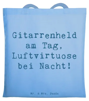 Produktbild von Mr. & Mrs. Panda Jutebeutel Spruch Gitarrenheld - Sky Blue - Geschenk, Baumwolltasche, Instrument, Akustik, Lernen, Uni Tasche, Musiker, Leidenschaft, Musik, Freiheit