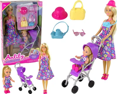 Image de Set de poupées bébé avec accessoires de poussette