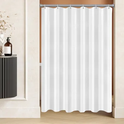 Image de Rideau de douche 200x200cm Blanc pur Antimoisissure Hydrofuge Tissu polyester