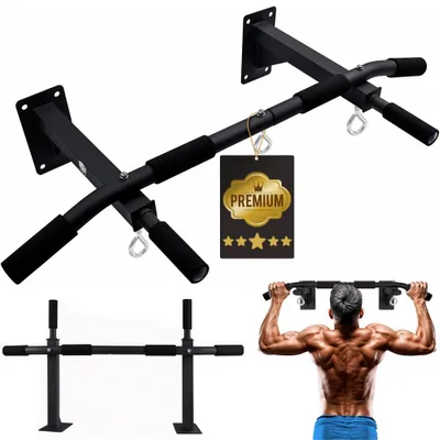 Obrázek produktu pro Nástěnná tyč (150 kg) – montáž na zeď se 3 úchyty TRX pro kalisteniku
