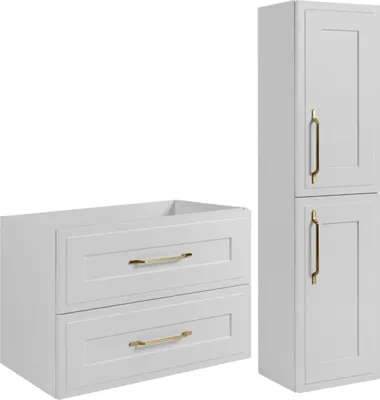 Produktbild von RODAN | Badezimmermöbel Set - 80 cm & 136 cm - Weiß Matt - Modernes Design - Modernes Bad Design - Weißer Badezimmerschrank - CLASSIC