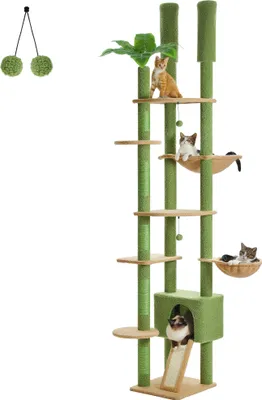 Zdjęcie produktu dla Drapak dla kota od podłogi do sufitu, regulowana wysokość 230 cm-252 cm, przytulne mieszkania i hamaki, AMT0249GN, XL