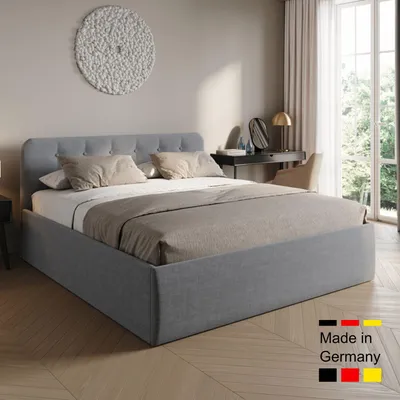 Produktbild von Home Collective Polsterbett 180x200 cm Doppelbett Bett mit verstellbarem Lattenrost & Bettkasten, gepolstertes Kopfteil,  Germany | Grau