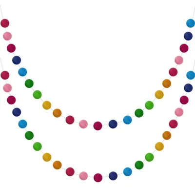Produktbild von Filzball Girlande 2 Stück 24 Bälle Regenbogen 2 m lang