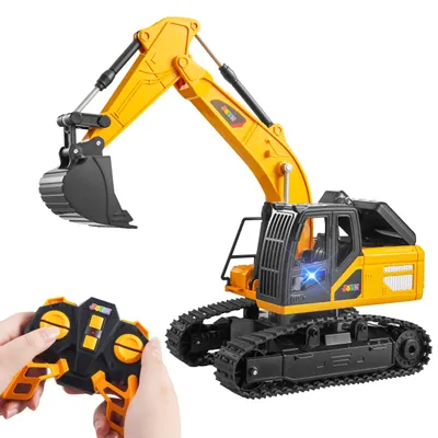 Produktbild von JOYIN Ferngesteuertes Bagger Spielzeug für ab 3 4 5 6 7 8 9 Jahren Junge, 2,4 GHz Bagger RC Spielzeugautos mit Licht und Sound, Geburtstags Geschenk