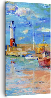 Produktbild von Bild auf Leinwand - Leinwandbild - Leuchtturm Meer - 65x120cm - Wand Bild - Wanddeko - Wandbilder - Leinwanddruck - Bilder - Kunstdruck - Wanddekoration - Leinwand bilder - Wandkunst - PA65x120-3693