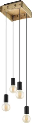 Produktbild von WOOTTON Hängeleuchte Hängelampe Pendellampe Pendelleuchte - L25 x B28 x H110 cm - braun, schwarz - 4X40W exkl. - IP20