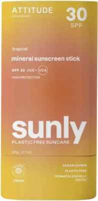 Obrázek produktu pro Plastovědělý Minerální Krém na Slunce SPF 30 – Tropický, Sunly, ATTITUDE
