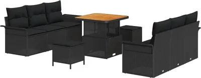 Imagen del producto de vidaXL Juego de sofás de jardín, 9 piezas, color , tejido de polirattan