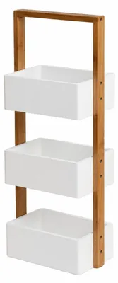 Obrázek produktu pro CALICOSY – Rovný bambusový regál se 3 úložnými boxy