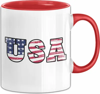 Produktbild von USA Flagge Tasse Geschenk Amerika Reisen Kaffee-Becher (Rot)